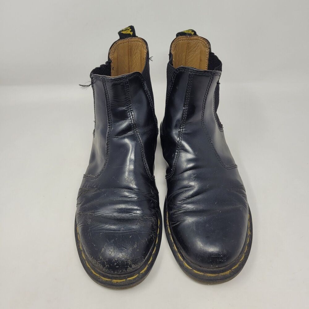 Dr. Martens Doc Boots Womens 9 Black Smooth Leather 2976 Chelsea Distressed 90s - Picture 4 of 12